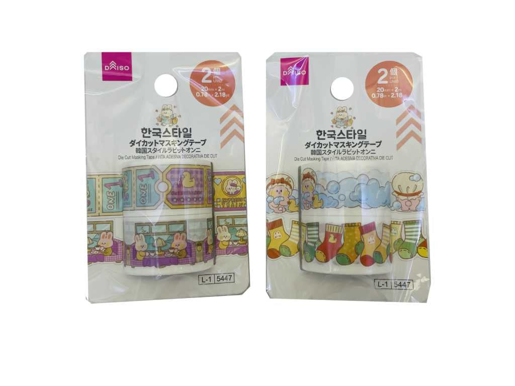 ダイカットマスキングテープ（韓国スタイルラビットオンニ、２個） ダイソー(DAISO)