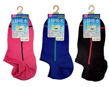 １秒吸水ソックス（レディース、粗メッシュ、ベリーショート丈、ライン） ダイソー(DAISO)