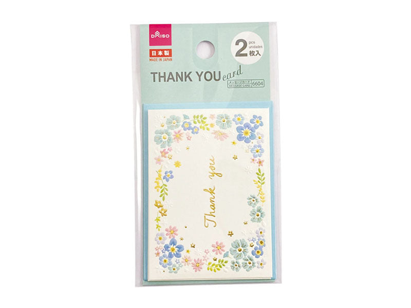 ミニグリーティングカード（フラワー、Ｔｈａｎｋ Ｙｏｕ、２枚） ダイソー(DAISO)
