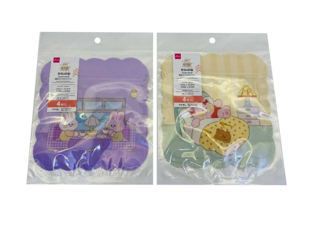 ジッパーバッグ（韓国スタイルラビットオンニ、４枚） ダイソー(DAISO)