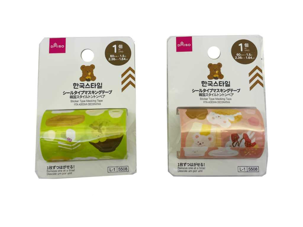 シールタイプマスキングテープ（韓国スタイルトントンベア、１個） ダイソー(DAISO)