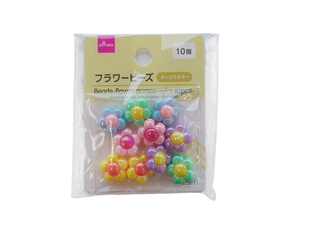 ビーズ（フラワー、オーロラカラー、１０個） ダイソー(DAISO)