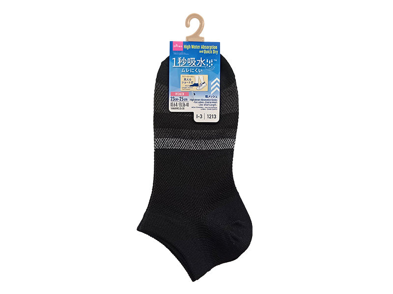 １秒吸水ソックス（レディース、粗メッシュ、ライン、ショート丈） ダイソー(DAISO)