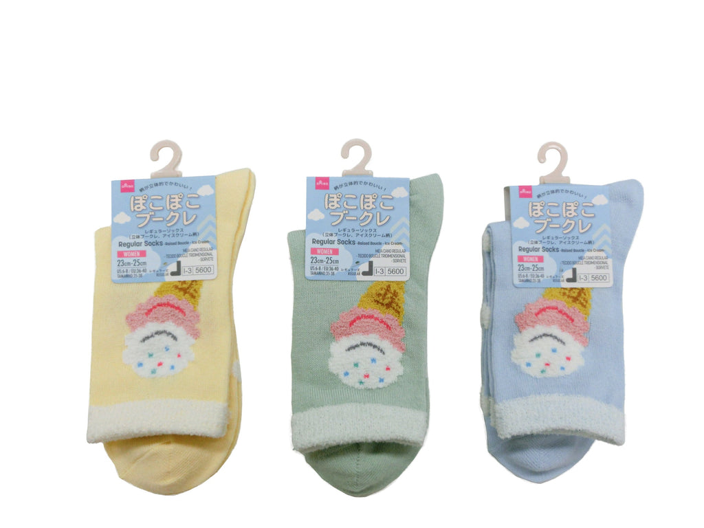 レギュラーソックス（立体ブークレ、アイスクリーム柄） ダイソー(DAISO)