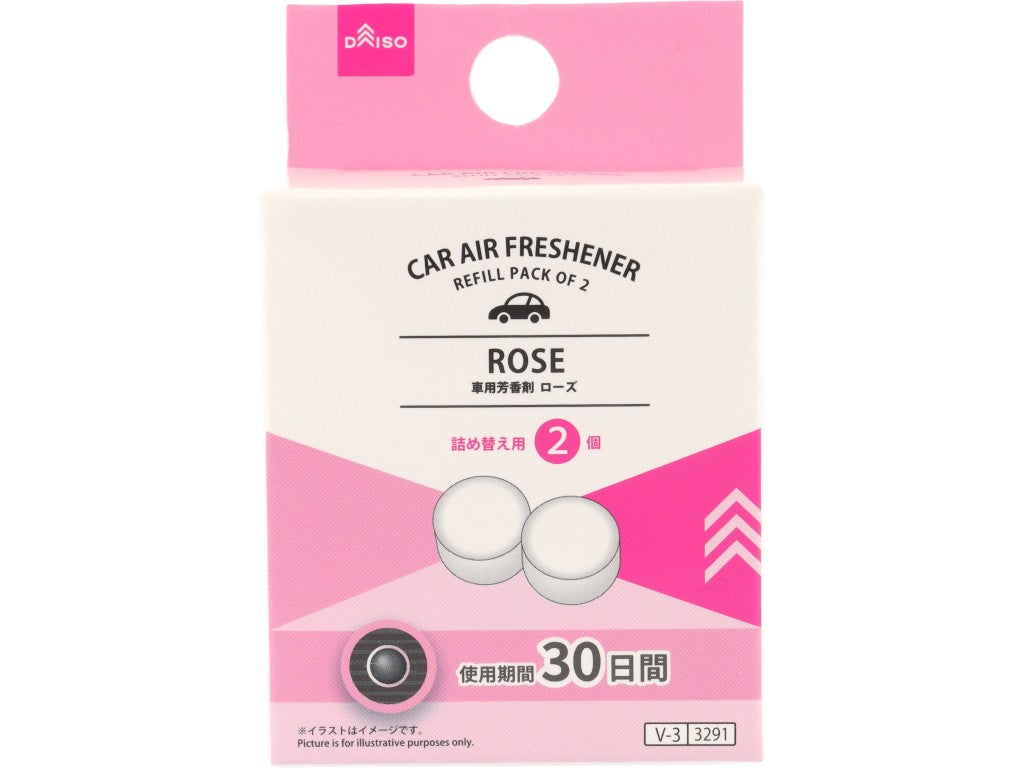 固体車用芳香剤（詰め替え用、２個、ローズ） ダイソー(DAISO)