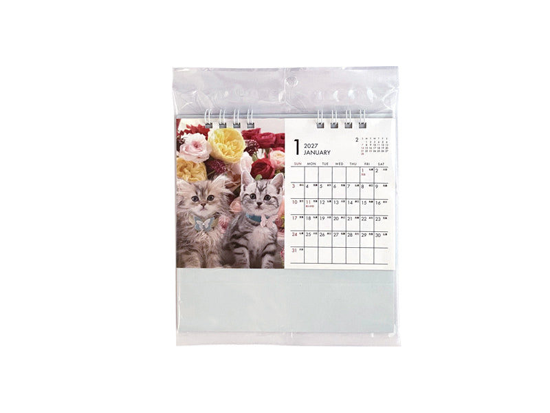 ２０２７年卓上Ｗリングフォトカレンダー（Ａ６、猫） ダイソー(DAISO)